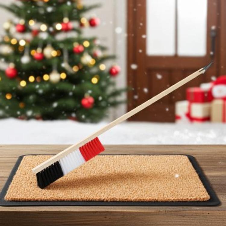 Schneebesen mit Eiskratzer schwarz/weiß/rot - 80 cm lang